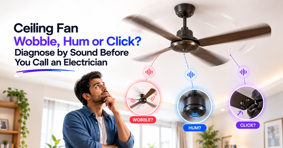 Ceiling Fan Wobble, Hum or Click? Diagnose by Sound Before You Call an Electrician