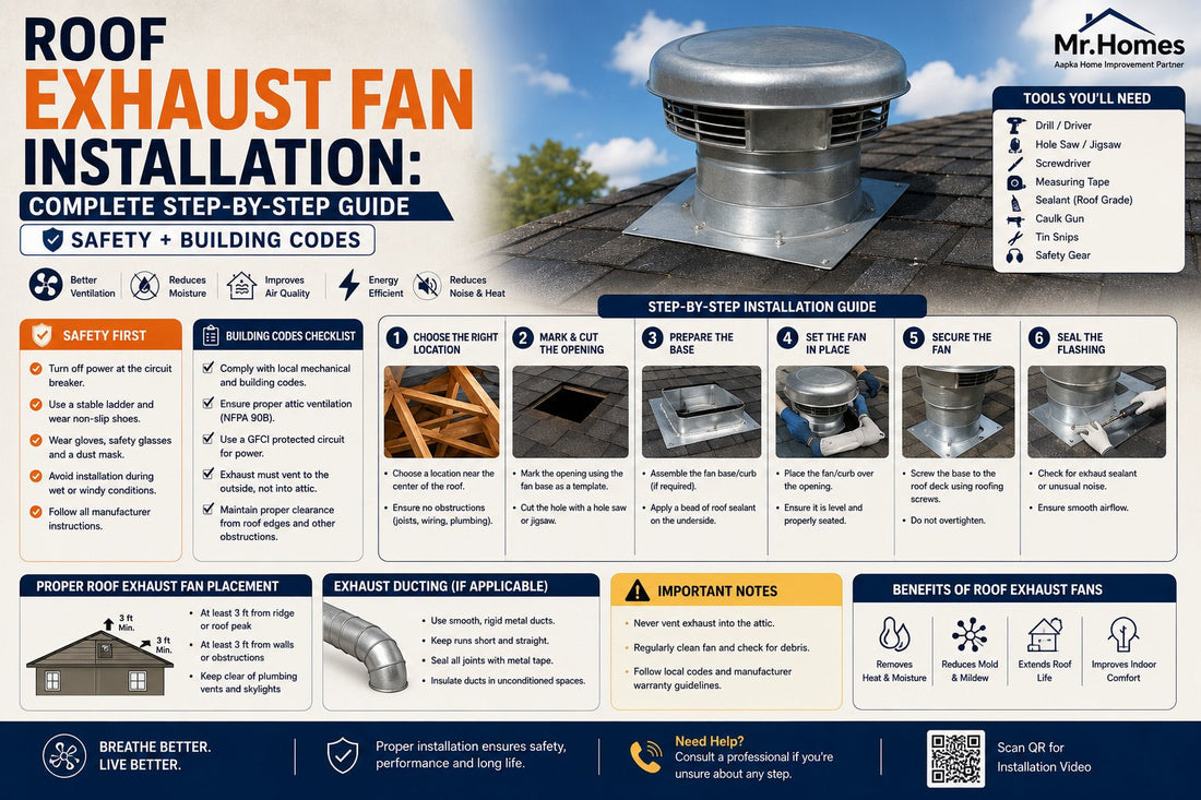 Roof Exhaust Fan Installation: Complete Step-by-Step Guide With Safety and Building Codes