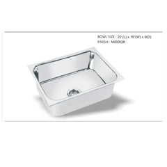 Square Single Bowl 304-Grade Kitchen Sink(24X18X11 - MR Homes