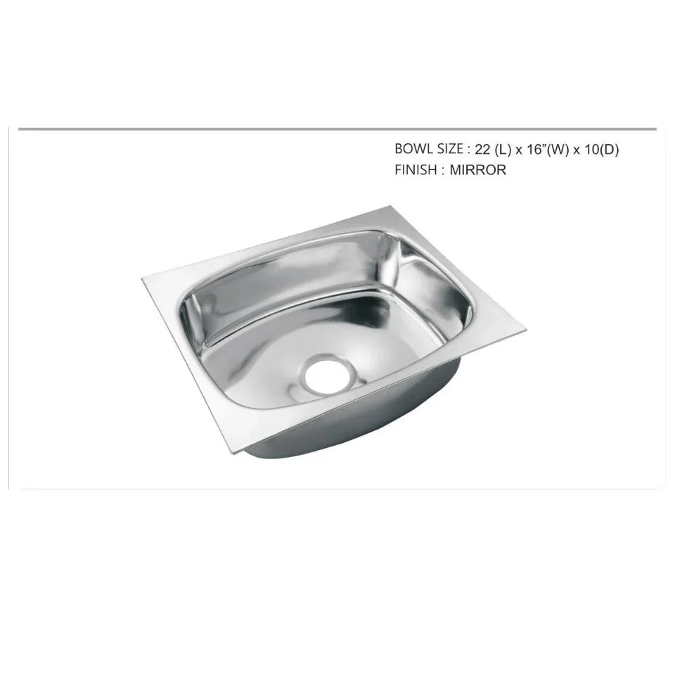 Square Single Bowl 304-Grade Kitchen Sink(24X18X11 - MR Homes