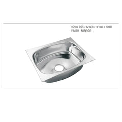 Square Single Bowl 304-Grade Kitchen Sink(24X18X11 - MR Homes
