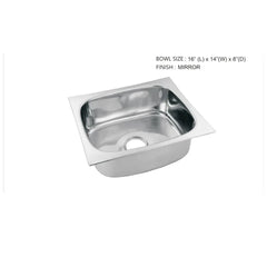 Square Single Bowl 304-Grade Kitchen Sink(24X18X11 - MR Homes