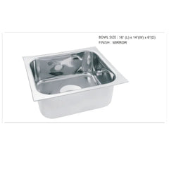 Square Single Bowl 304-Grade Kitchen Sink(24X18X11 - MR Homes