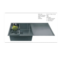 Single Bowl Kitchen Sink with Drainboard 304-SS grade - MR Homes