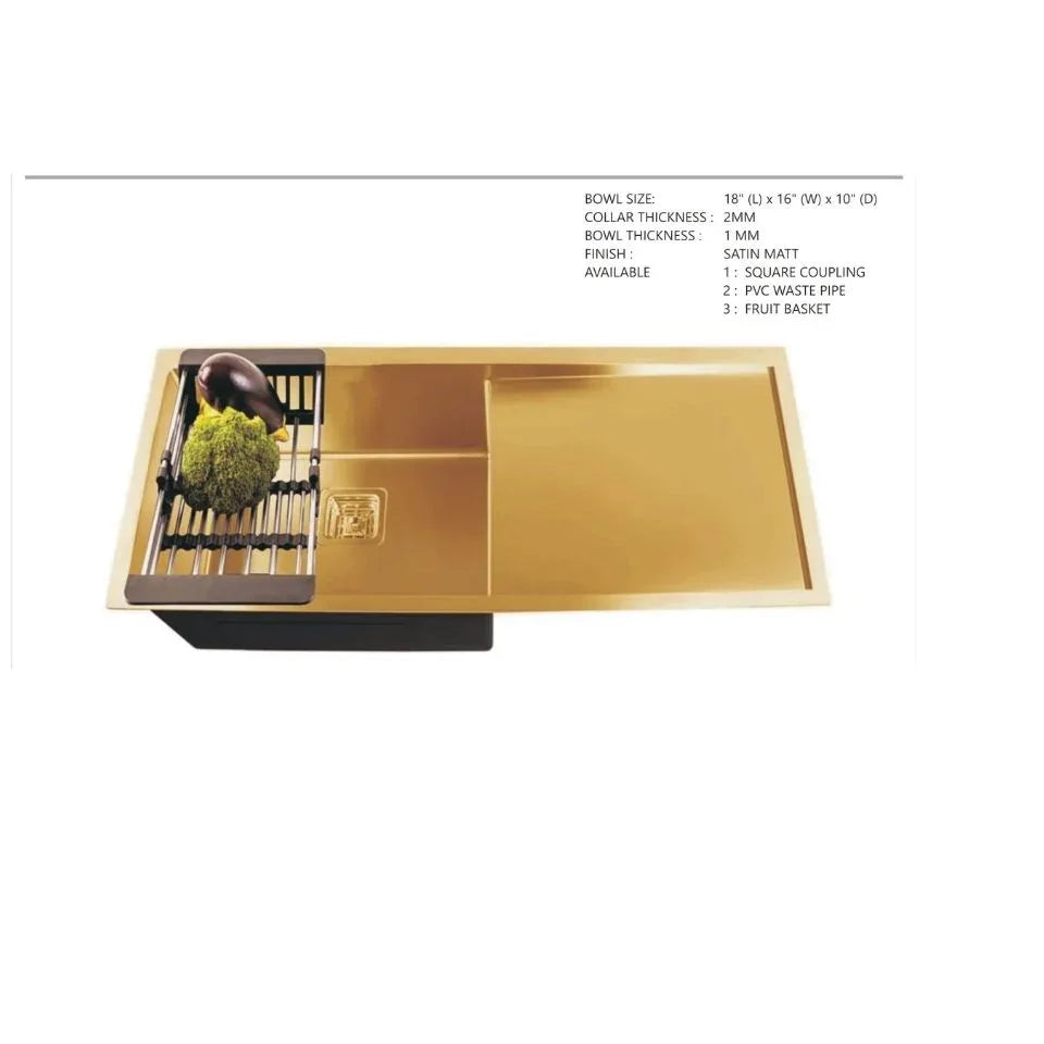 Single Bowl Kitchen Sink with Drainboard 304-SS grade - MR Homes