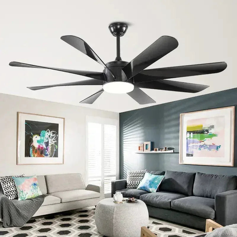 Black Kite Modern Design Indoor Fancy 8 Blade Remote Control LED Ceiling Fan Light - MR Homes
