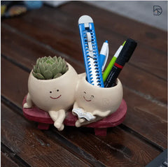 Smiley Duo Planter for Home Decor Gift Garden Decor - MR Homes