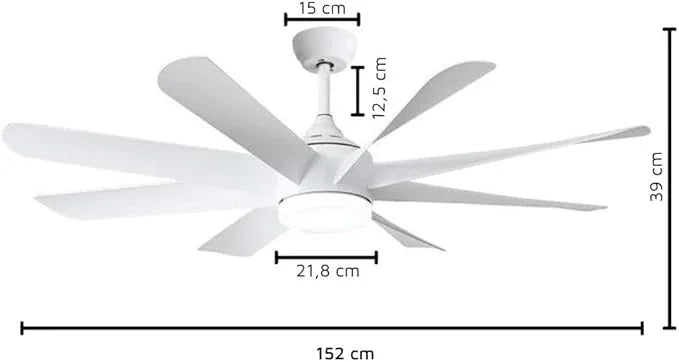 Flamingo Modern Design Indoor Fancy 8 Blade Remote Control LED Ceiling Fan Light - MR Homes