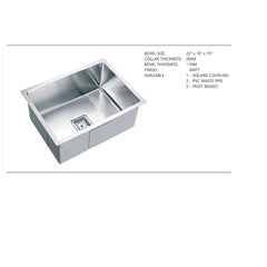 Hand Made Single Bowl with 304 grade stainless Steel with Brushed Matte Finish - MR Homes