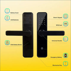 YDME 50Pro Smart Door Lock, Black, PIN, RFID, Manual Key Access - MR Homes