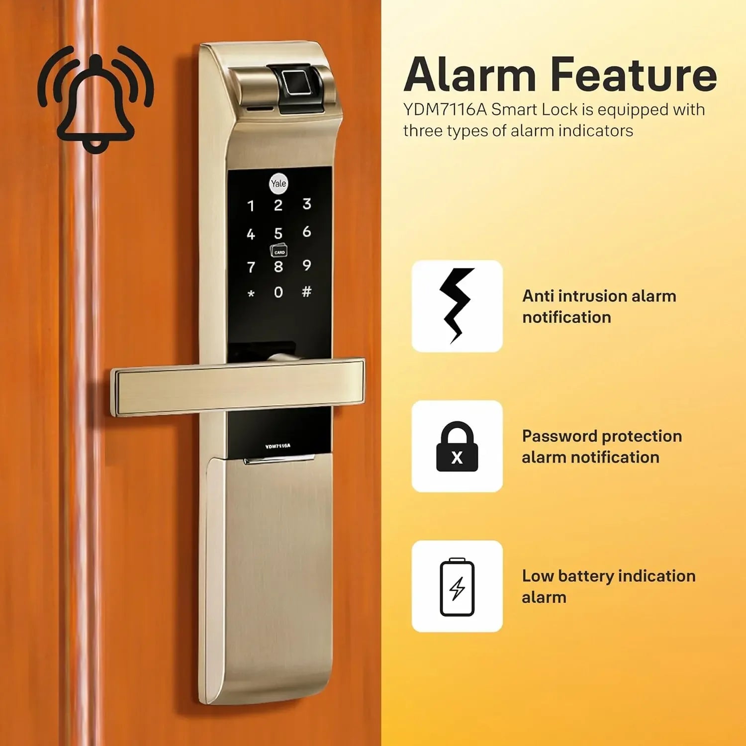 YDM 7116A Smart Lock, Red Bronze Smart Lock - MR Homes