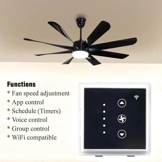 Black Kite Modern Design Indoor Fancy 8 Blade Remote Control LED Ceiling Fan Light - MR Homes