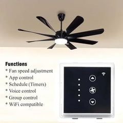 Black Kite Modern Design Indoor Fancy 8 Blade Remote Control LED Ceiling Fan Light - MR Homes