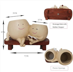 Smiley Duo Planter for Home Decor Gift Garden Decor - MR Homes