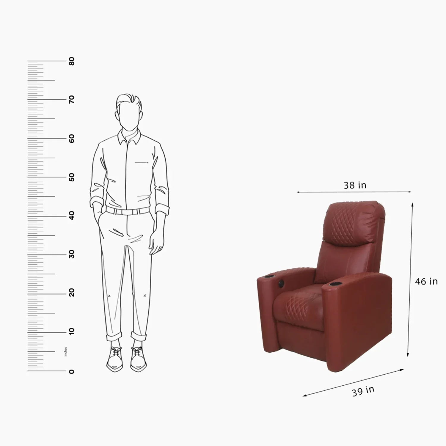 Crown home theatre motorized recliner in leatherette - MR Homes