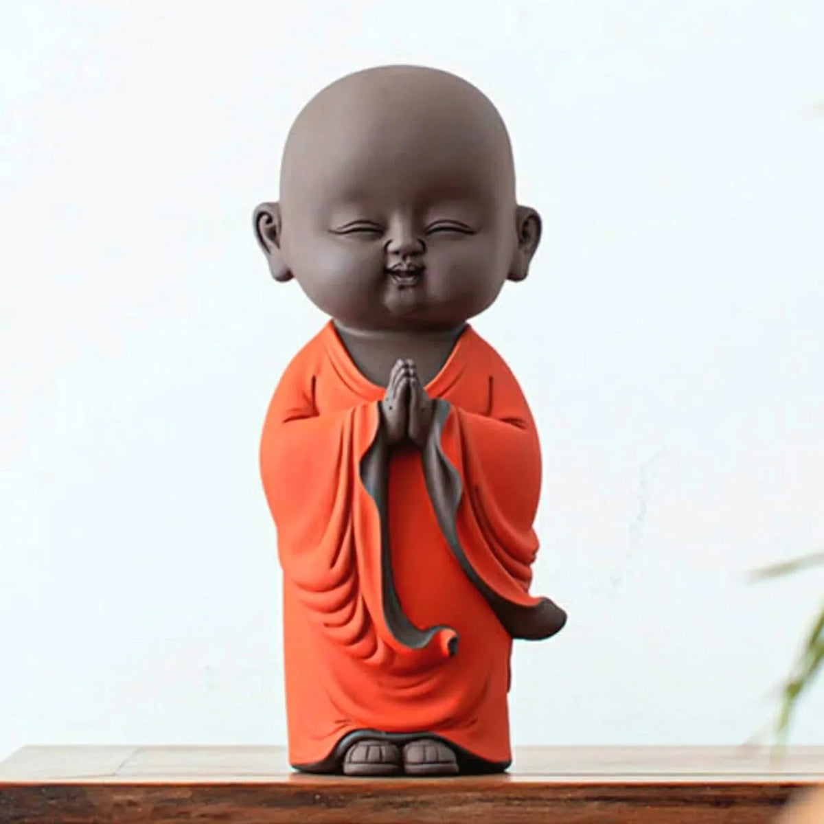 Namaste Smiling Monk Buddha Statue - MR Homes