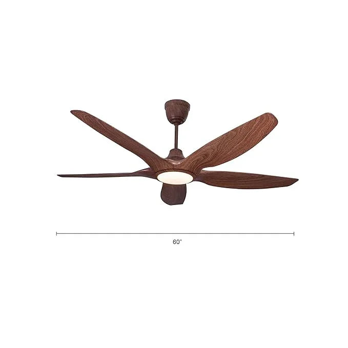 Osprey Acorn 60” Designer Ceiling Fan with 5 ABS Blades & LED Light – Walnut Woodgrain - MR Homes