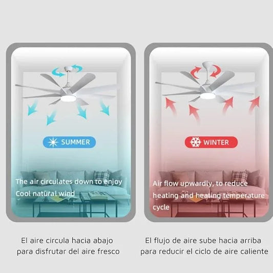 Flamingo Modern Design Indoor Fancy 8 Blade Remote Control LED Ceiling Fan Light - MR Homes