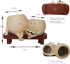 Smiley Duo Planter for Home Decor Gift Garden Decor - MR Homes