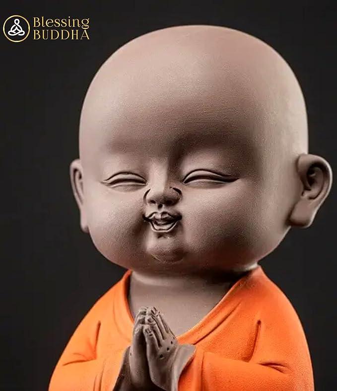 Namaste Smiling Monk Buddha Statue - MR Homes
