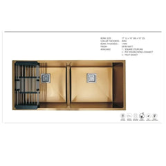 Double Bowl Handmade kitchen sink with 304 Stainless Steel (37X18X10 inch) - MR Homes