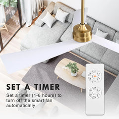 Tern DC Ceiling Fan Without Lights, Brass and White Ceiling Fan with Remote - MR Homes