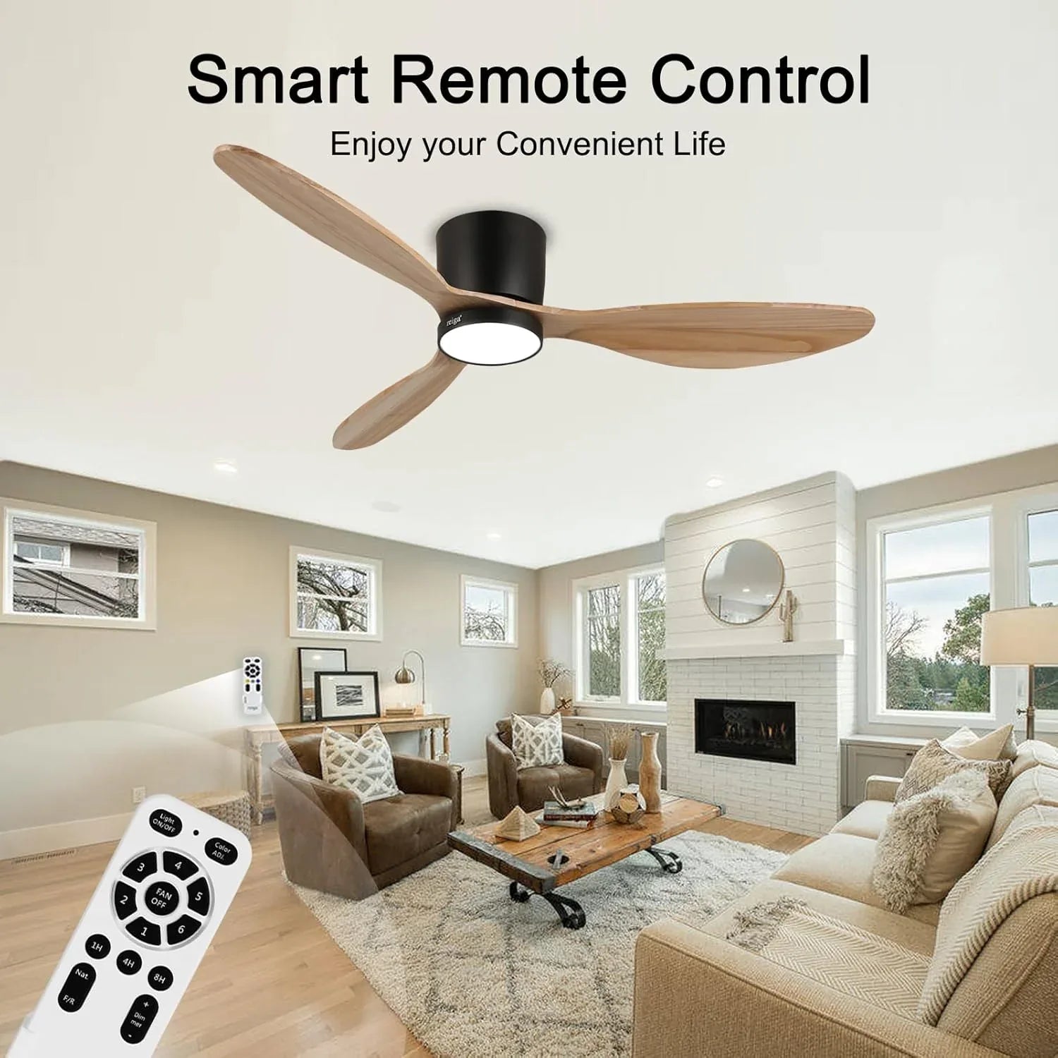Robin reiga Indoor Ceiling Fan with Led Light & Remote Control - MR Homes
