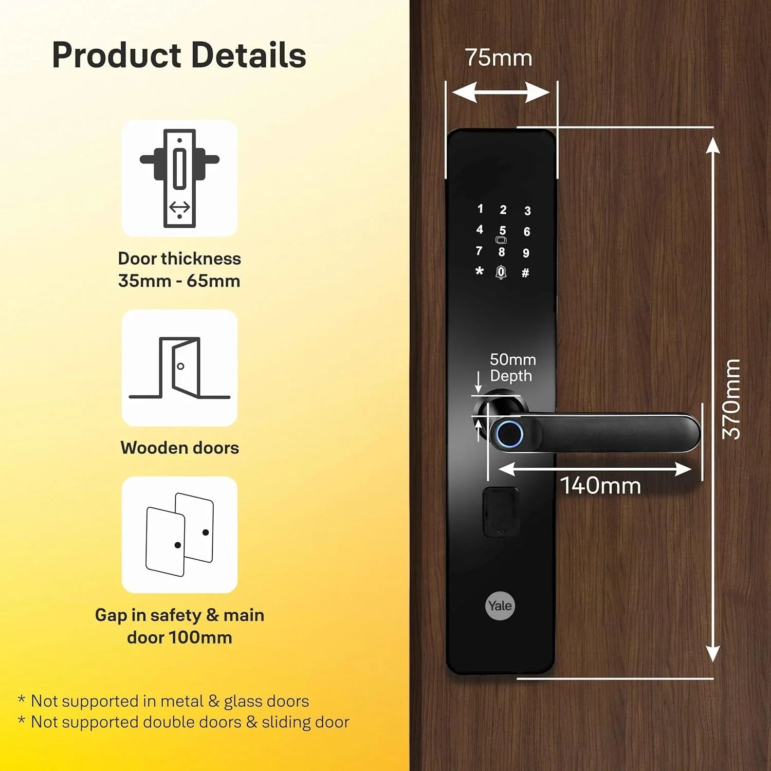 YDME100NxT Smart Door Lock – Fingerprint, PIN & RFID | Secure Access - MR Homes