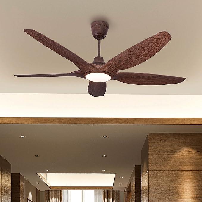 Osprey Acorn 60” Designer Ceiling Fan with 5 ABS Blades & LED Light – Walnut Woodgrain - MR Homes