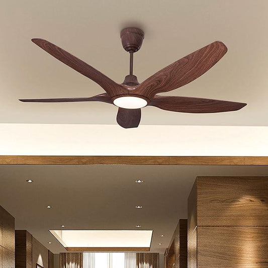 Osprey Acorn 60” Designer Ceiling Fan with 5 ABS Blades & LED Light – Walnut Woodgrain - MR Homes