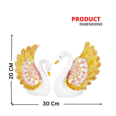 Duck Swan Pair Feather Design Showpiece for Home Decor
