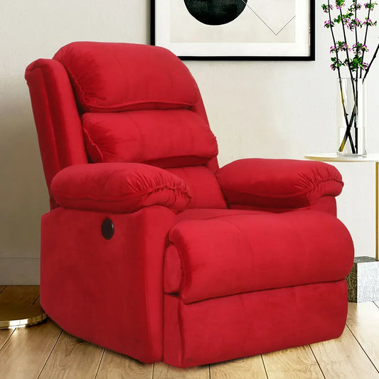 Desire motorized recliner side view with padded backrest