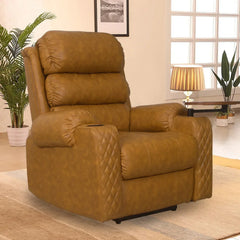 Edward motorized recliner sofa side view with padded seating