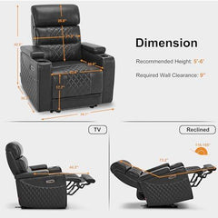 Galaxy One Home Theater Recliner Sofa in Full Italian Leather - MR Homes