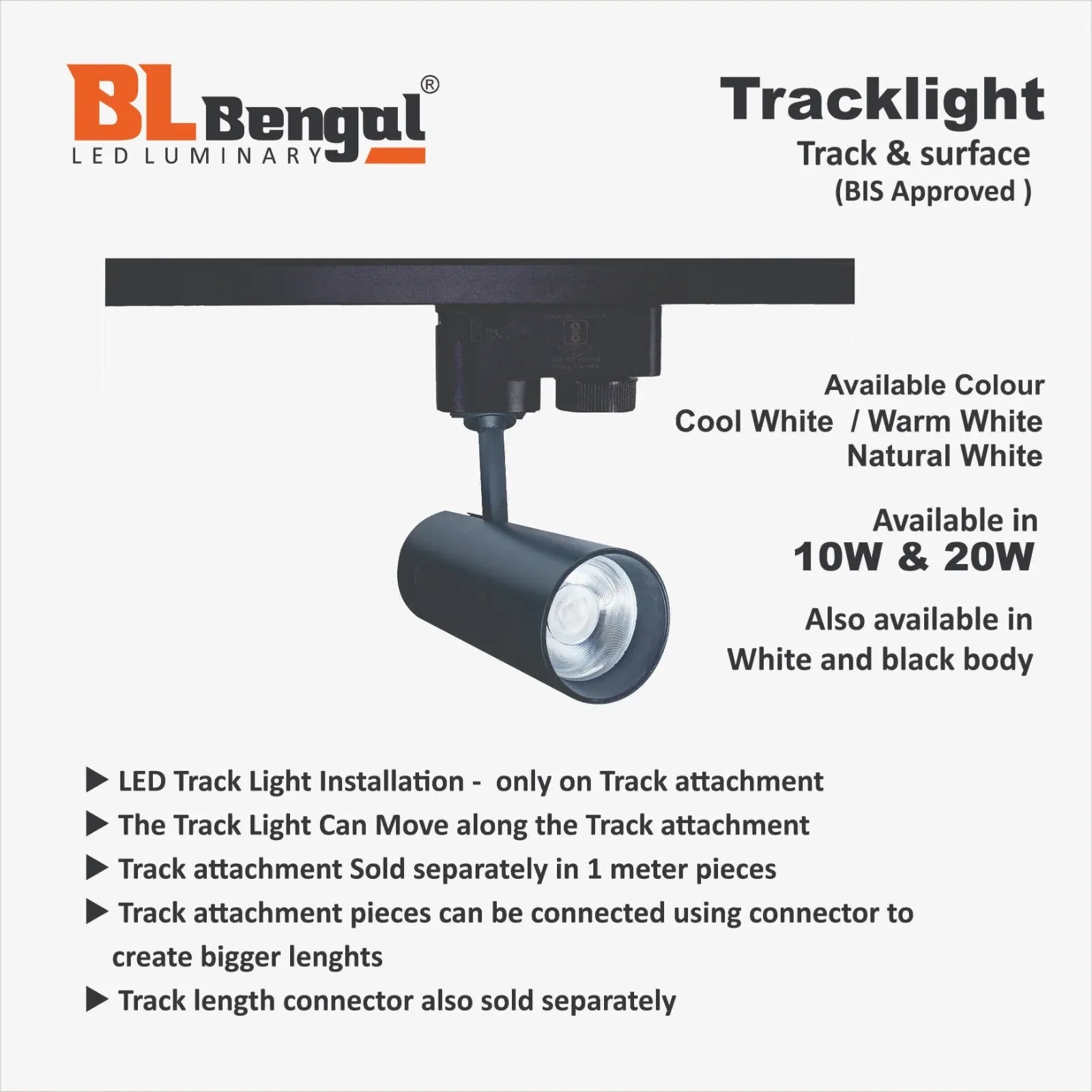 Track & Wall LED Light powered by OSRAM in 10W/20W - MR Homes