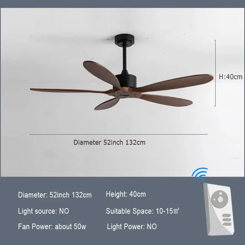Golden Oriole 52-Inch Ceiling Fan - Light Woodgrain, BLDC Motor, 6-Speed Remote Control - MR Homes