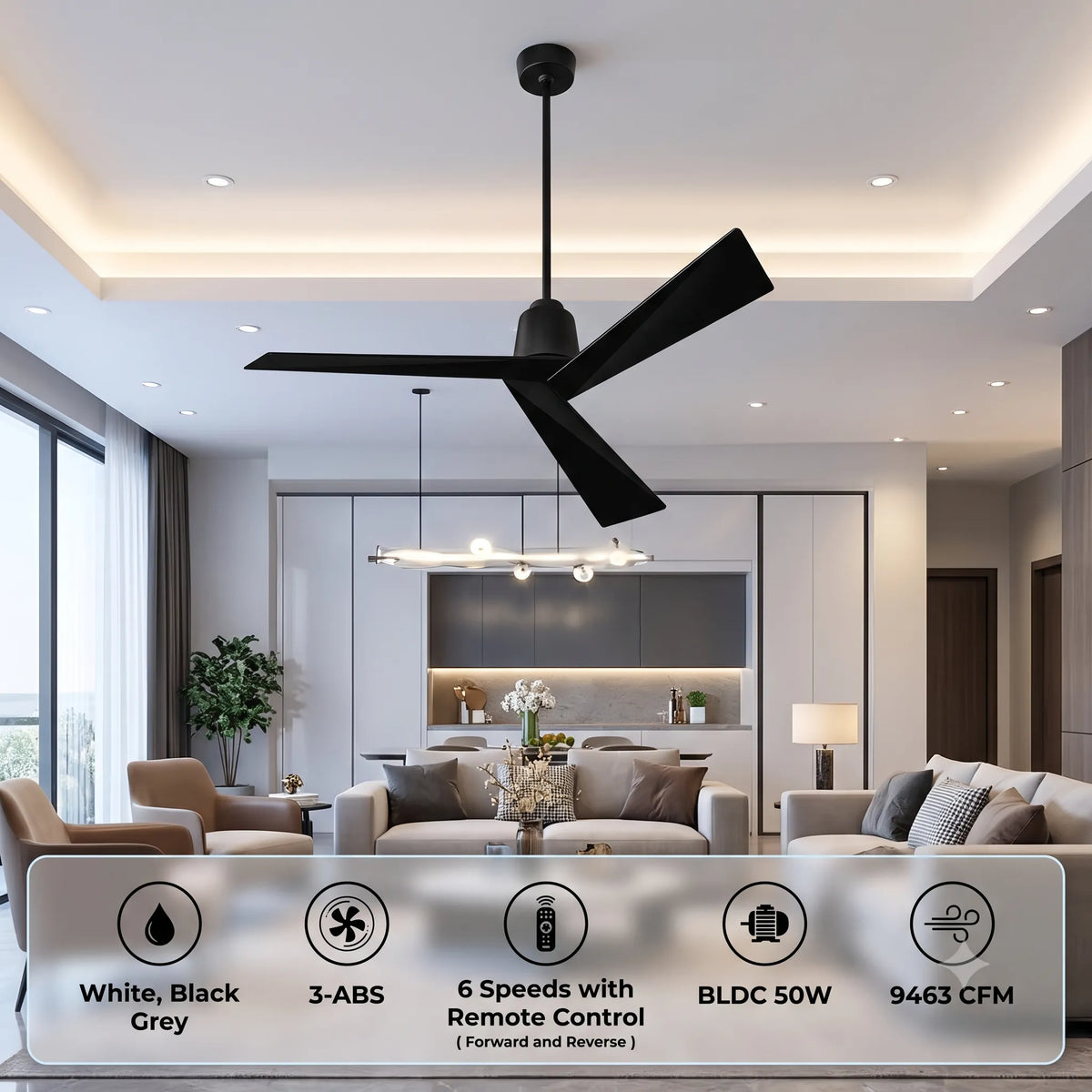 Tern DC Ceiling Fan without Lights, Brushed Nickel Ceiling Fan with Remote