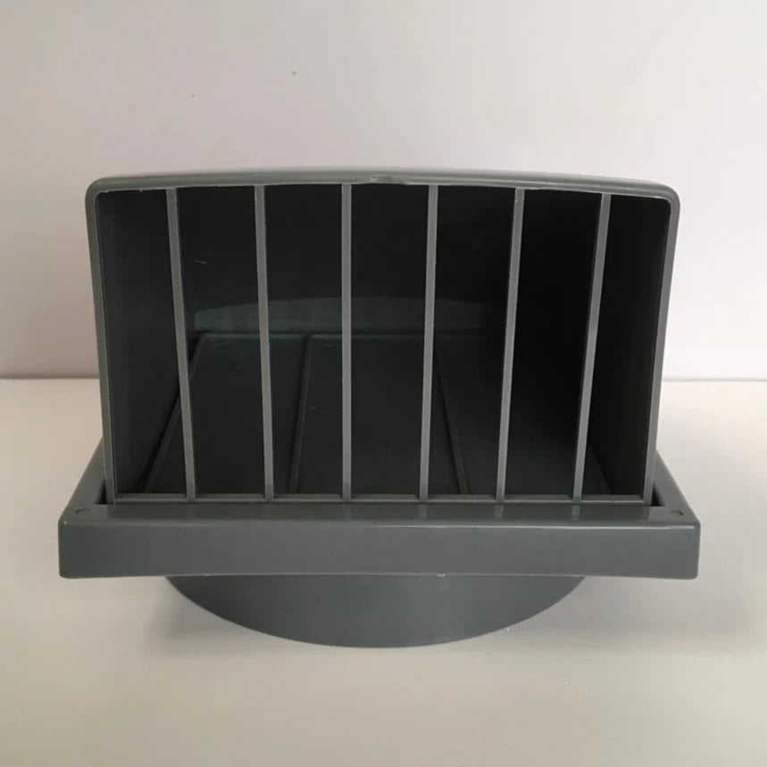 Weatherproof MR Homes exhaust fan cover with reverse wind protection for 4-inch and 6-inch fans, durable outdoor weather shielding.