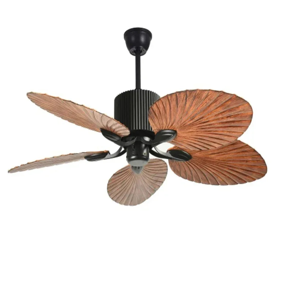 MR HOMES Designer Ceiling fan with carved wood-finish ABS Blades and remote control
