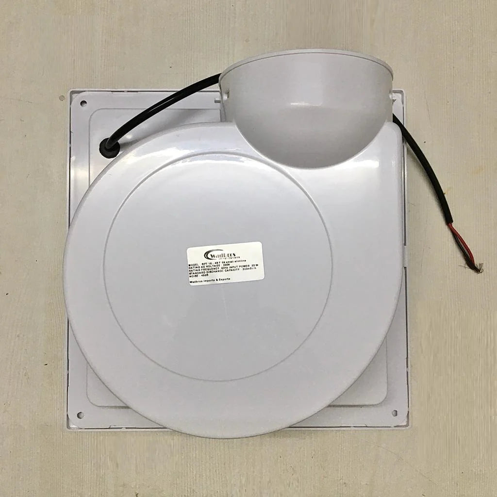 MR Homes Slimline BPT 15-43F 59 white exhaust fan for ventilation and exhaust, compact and sleek in design.