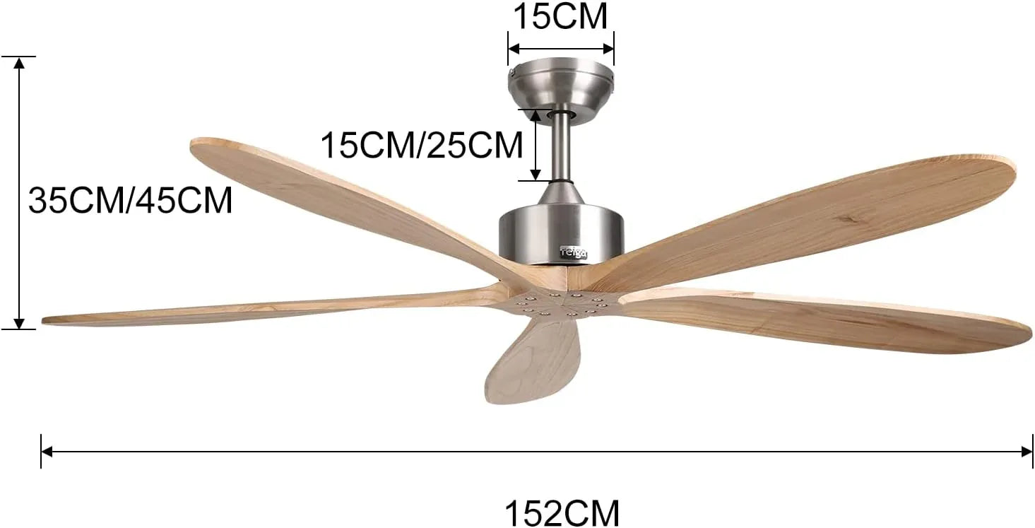 Golden Oriole 52-Inch Ceiling Fan - Light Woodgrain, BLDC Motor, 6-Speed Remote Control - MR Homes