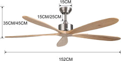 Golden Oriole 52-Inch Ceiling Fan - Light Woodgrain, BLDC Motor, 6-Speed Remote Control - MR Homes