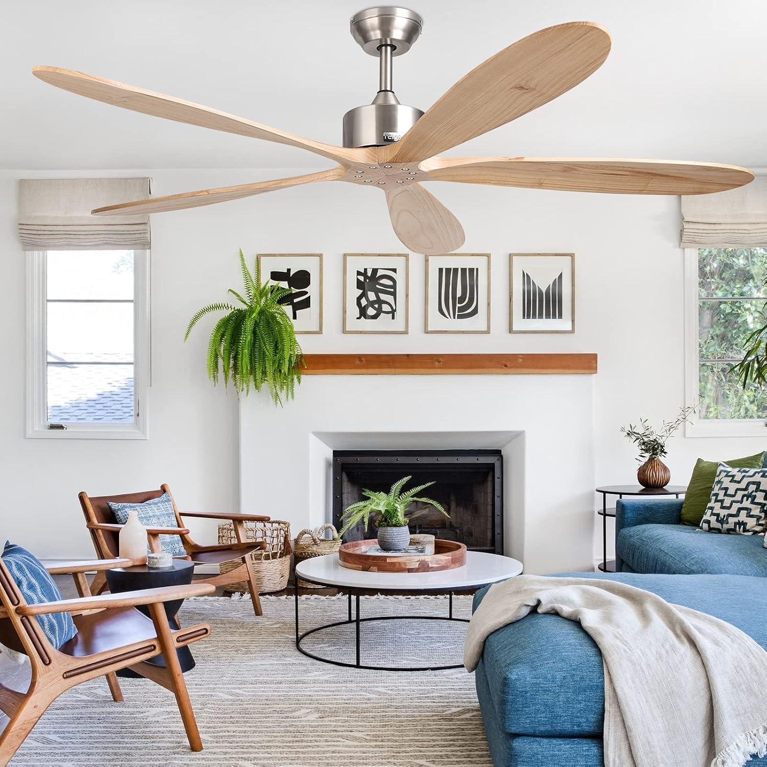 Golden Oriole 52-Inch Ceiling Fan - Light Woodgrain, BLDC Motor, 6-Speed Remote Control - MR Homes