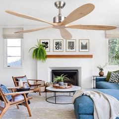 Golden Oriole 52-Inch Ceiling Fan - Light Woodgrain, BLDC Motor, 6-Speed Remote Control - MR Homes