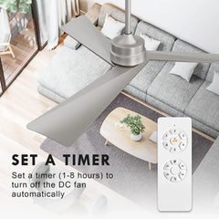 Tern DC Ceiling Fan without Lights, Brushed Nickel Ceiling Fan with Remote - MR Homes