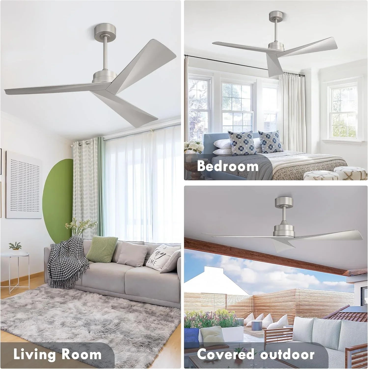Tern DC Ceiling Fan without Lights, Brushed Nickel Ceiling Fan with Remote - MR Homes