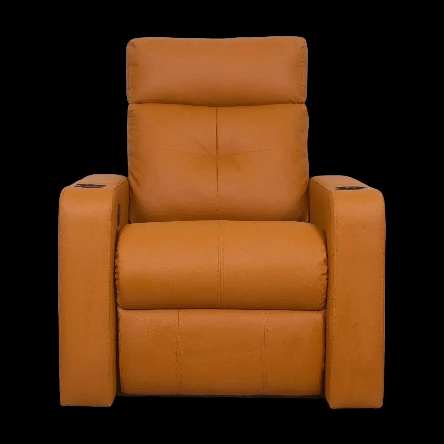 Luxe motorized recliner sofa in brown leatherette for living room