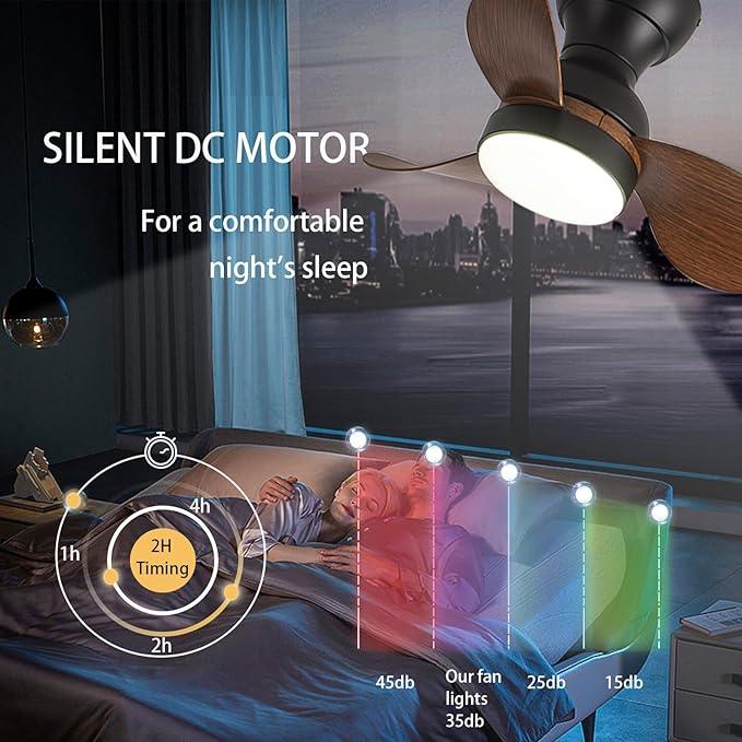 Myna LED Small Ceiling Fan with Lighting Reversible Quiet 6 Speed Ceiling Fan - MR Homes