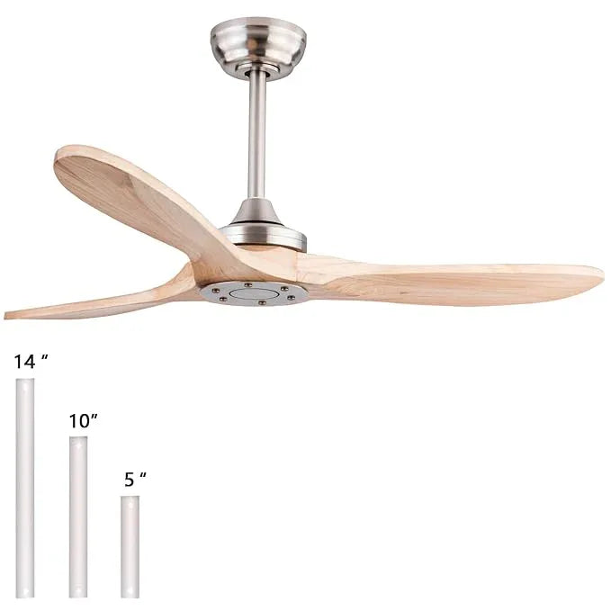 Sawan 52-inch Ceiling Fan - Light Woodgrain Finish with 6-Speed Remote Control & BLDC Motor - MR Homes