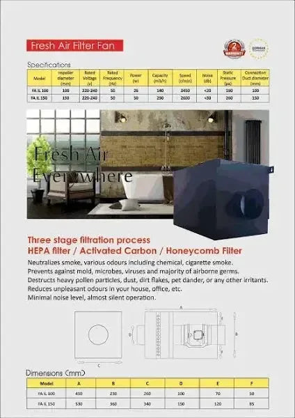 Fresh Air Filter Fan for Ventilation by Wadbros - MR Homes
